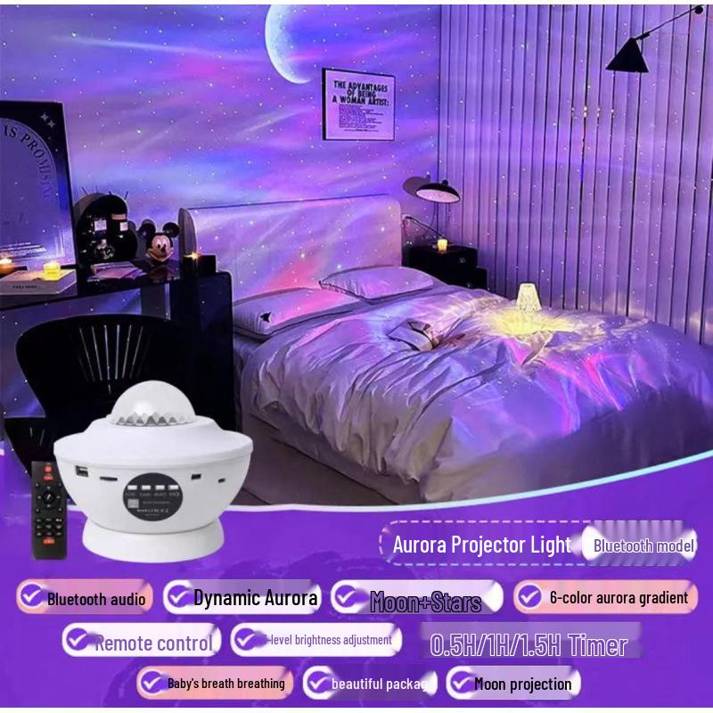 Bluetooth-проектор «Звездное небо» и динамик ночника Bluetooth Speaker + Aurora + Stars + Moon