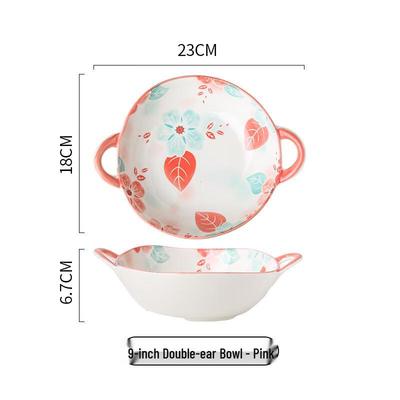 ZISIZ Japanese Ceramic High-Foot Double-Handle Soup Bowl