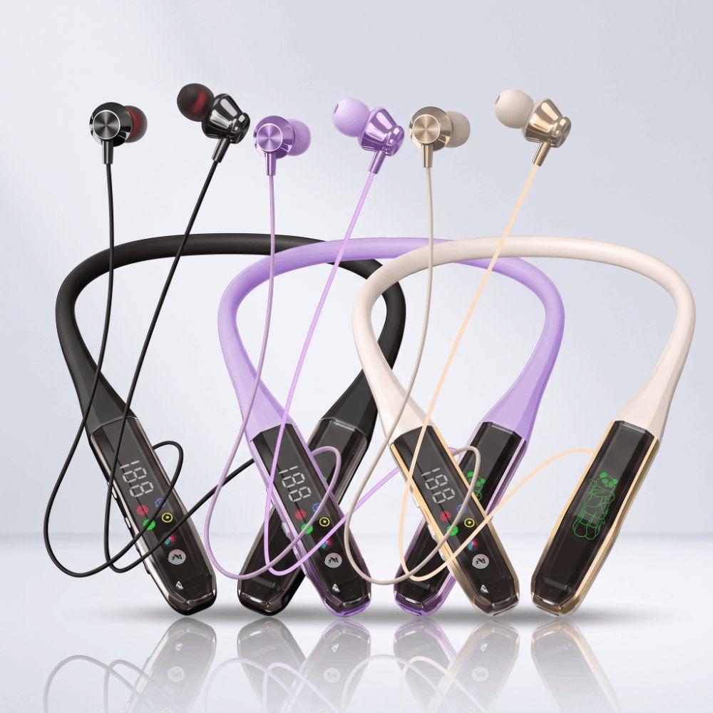 Digital Display Neckband Earphone Low Bass Sport Neckband Earphone  Live Broadcast