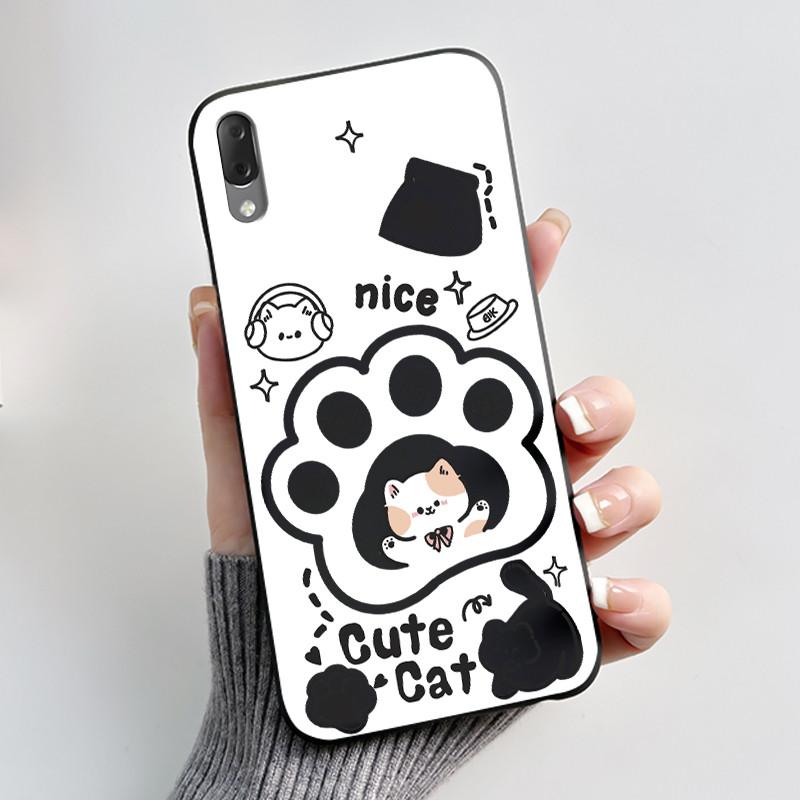 Hülle Für Sony Xperia L3 L4 Hülle Ästhetisch Mode Niedliche Katze Astronaut Schwarz Weiches Silikon Matt Stoßfest Rückabdeckung Stoßfänger