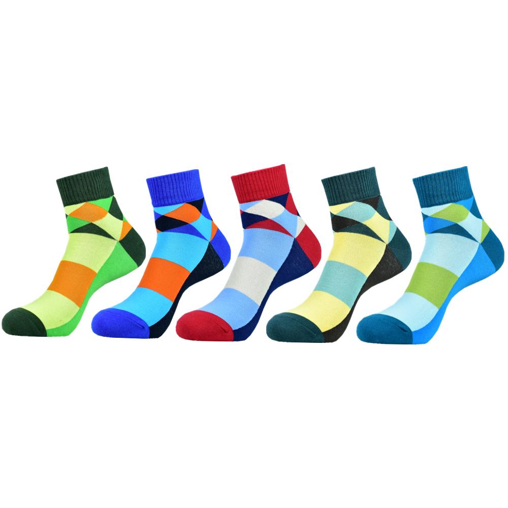 5 pairs Men's Spring/Summer Cotton Multi-color Short socks, Boat socks, quality Fashionable Lnnovative low cut socks