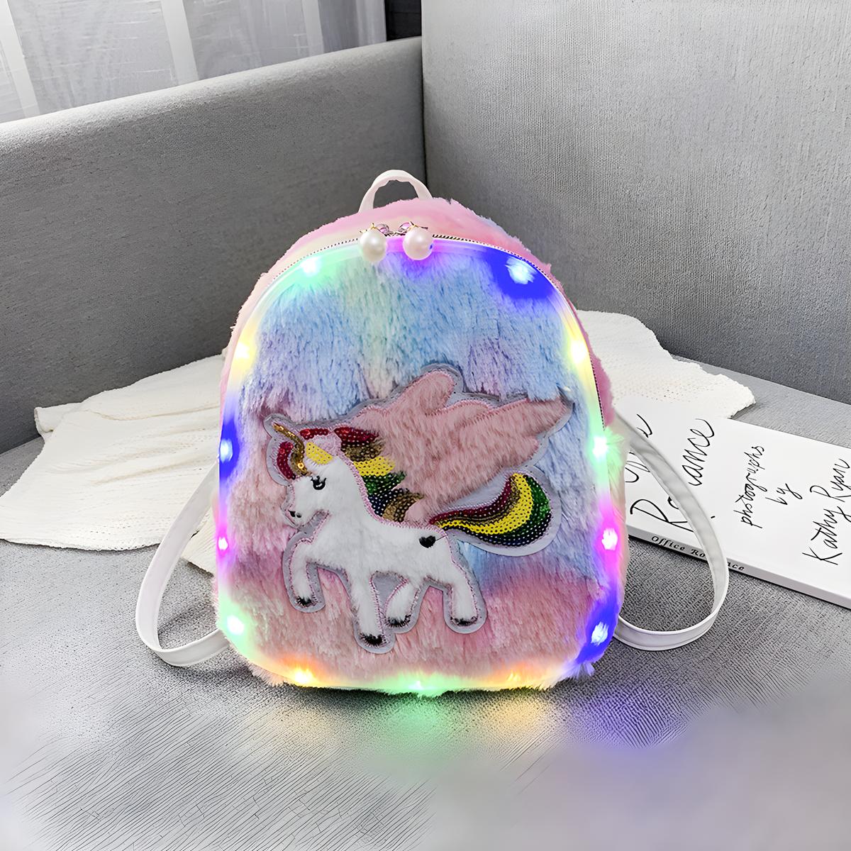 

Kids Crossbody Bag Kids Sling Bags,Small Plush Sling Bag for Kids Travel Bag for Kids, Rabbit Pegasus Bag Girl Luminous Backpack