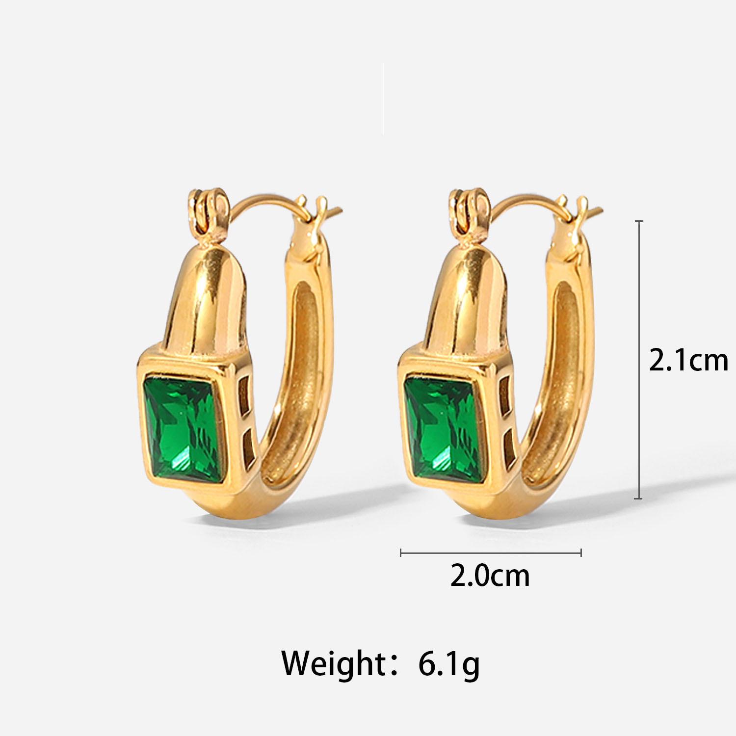 

Серьги-пусеты из нержавеющей стали с 18-каратным золотым покрытием, геометрической U-образной формы, с блестящими кубическими циркониями