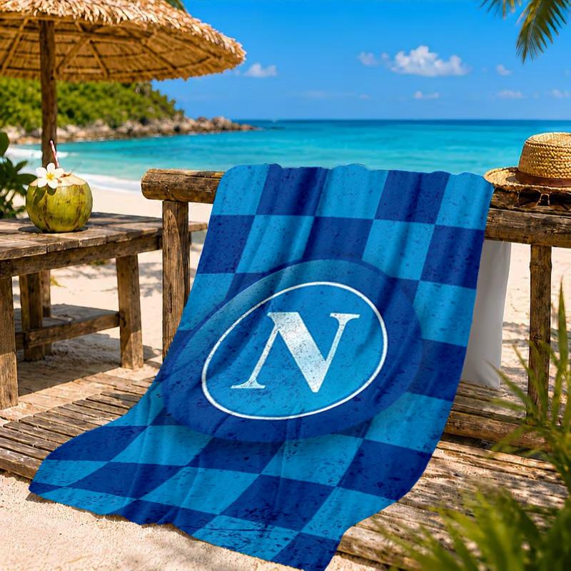 Asciugamano da Spiaggia con Emblema del Napoli Calcio, Asciugatura Rapida, Facile da Curare, Adatto Sia per il Fitness che per le Vacanze al Mare, Essenziale per lo Sport