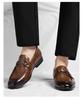 Herrenmode Einfarbige Leder Slipper mit Metallverschluss Bequem Rutschfest Businessschuh Leicht Outdoor Atmungsaktiv Fahrschuhe