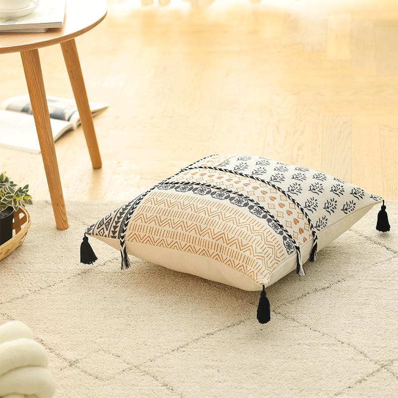 Cotton and Linen Pillow B&B Living Room Sofa Nap Cushion Bay Window Bedside Car Decorative Waist Pillow Case