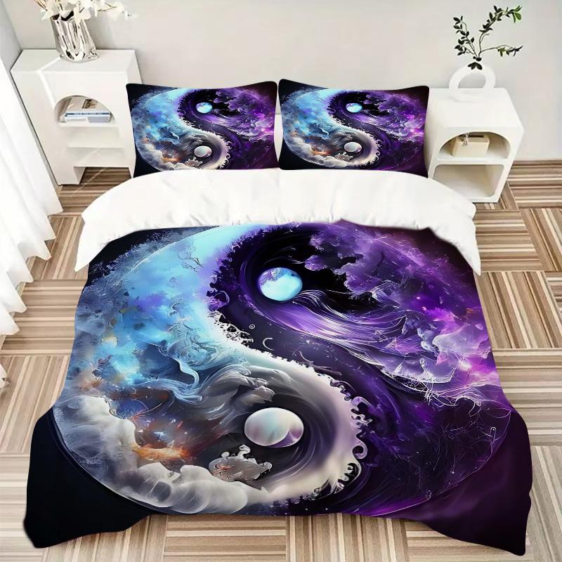 3pcs Yin Yang Harmony Bedding Set, Including 1 Quilt Cover and 2 Pillow Shams, Without Filling, Soft and Comfortable Home Bedroom Fabric, Fa