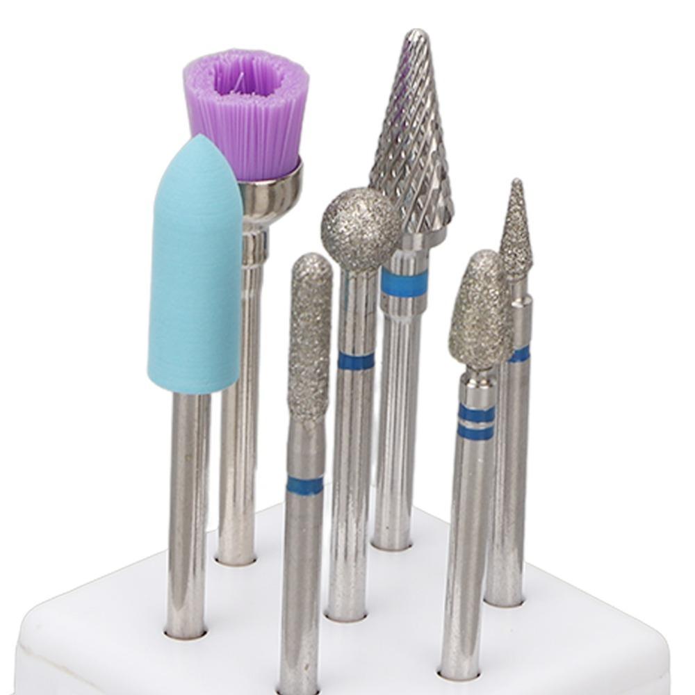 7pcs Stainless Steel Multi-function Nail Grinding Heads For Acrylic Tips
