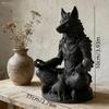 3D-Printed Meditating Wolf Ornament, Mysterious Werewolf Statue, Gothic Animal Decor for Home, Office & Yoga Room, Ideal Gift fo