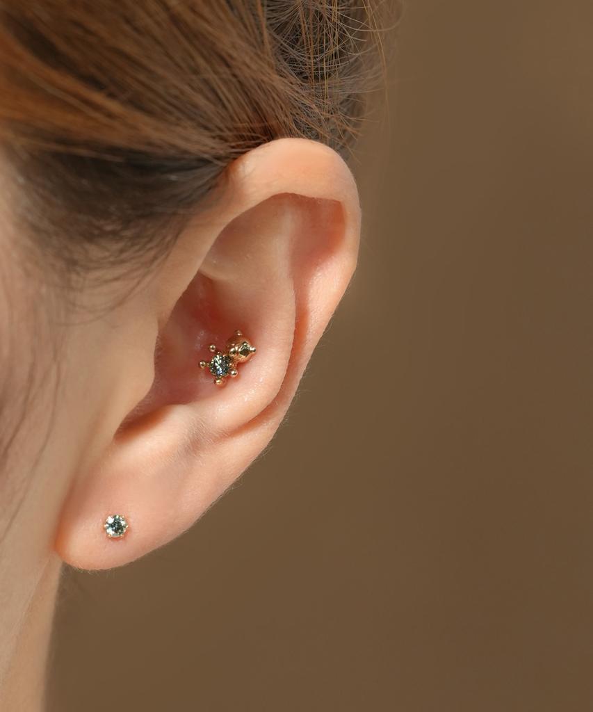 Minimalpiercing 14K Moissanite Diamond Cute Bare Piercing Earrings