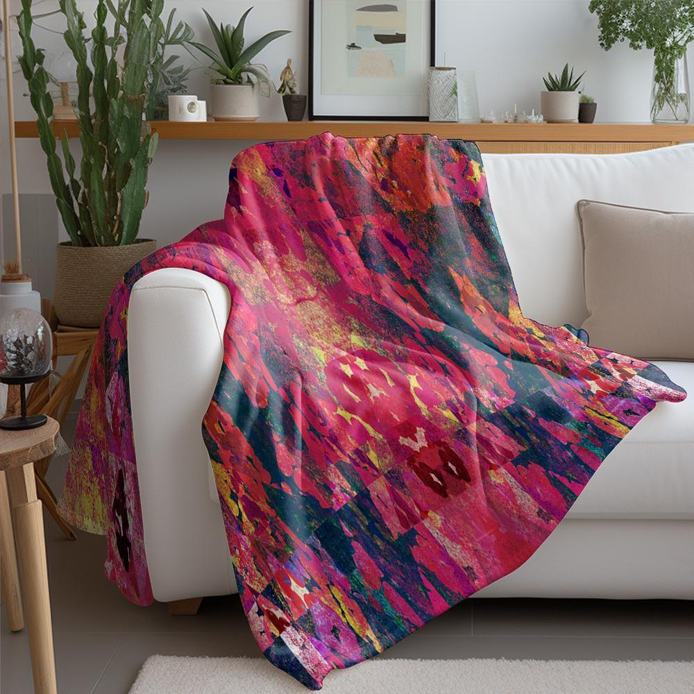 Vibrant Abstract Colorful Geometric Print Throw Blanket Sofa Bed Decorative Bedspread Gift