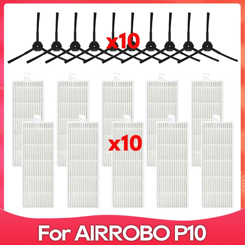Fit For AIRROBO P10 Robot Vacuum Cleaner Spare Part Accessory Kit Main Side Brush Hepa Filter Brush Cover