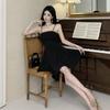 Girly Chic Reworked Bead Strap Dress, Waist-Defined Birthday Gift Mini A-Line Skirt for Women