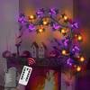 LED Halloween Garland with Orange Pumpkin Willow Vine Twig Bat Lights 8-Modes Battery Operated Waterproof Decorations for Indoor