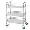 Stainless Steel Cart, 3-Tier Rolling Lab Utility Cart with Lockable Wheels, Medical Serving Trolley Clinic Tray, Heavy Duty Mobile Service Storage