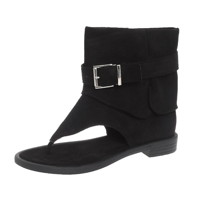 Internet celebrities with the same fashionable Spice Girls style explosion open-toed sandals 2025 summer new versatile niche flat women's short boots