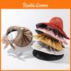 Summer Sun Hat With Knit Top And Wide Brim In Black Beige Khaki Yellow Pink