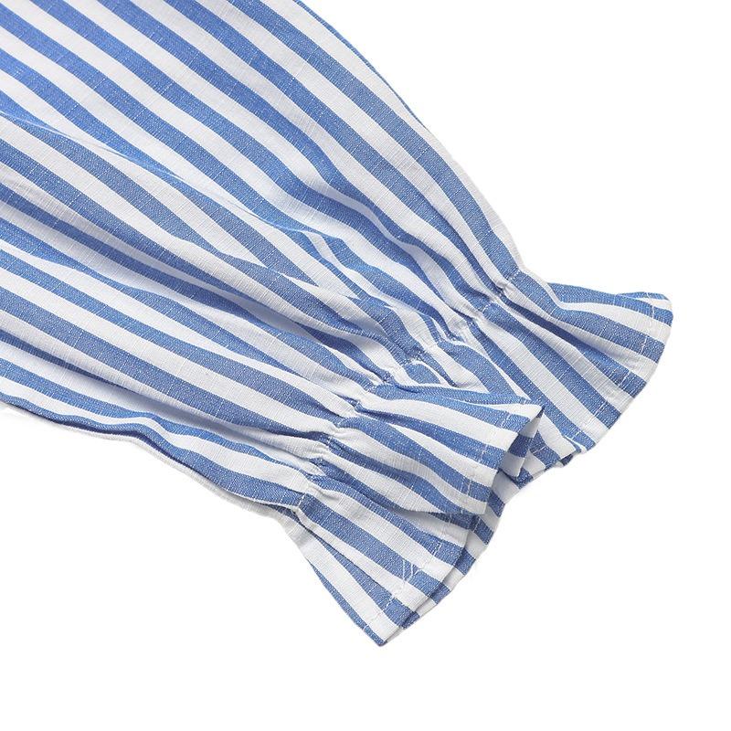 Women's Fashion Summer Spring Stripe Print 1/2 Sleeves O-Neck High Waist Casual Dresses