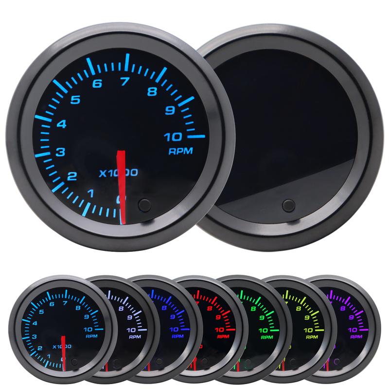 2' 52mm LED Tinted 7 Color Series Boost/Water Temp/Oil Temp/Oil Pressure/Voltmeter/Air Fuel Ratio/EGT/Tachometer RPM Car Gauge