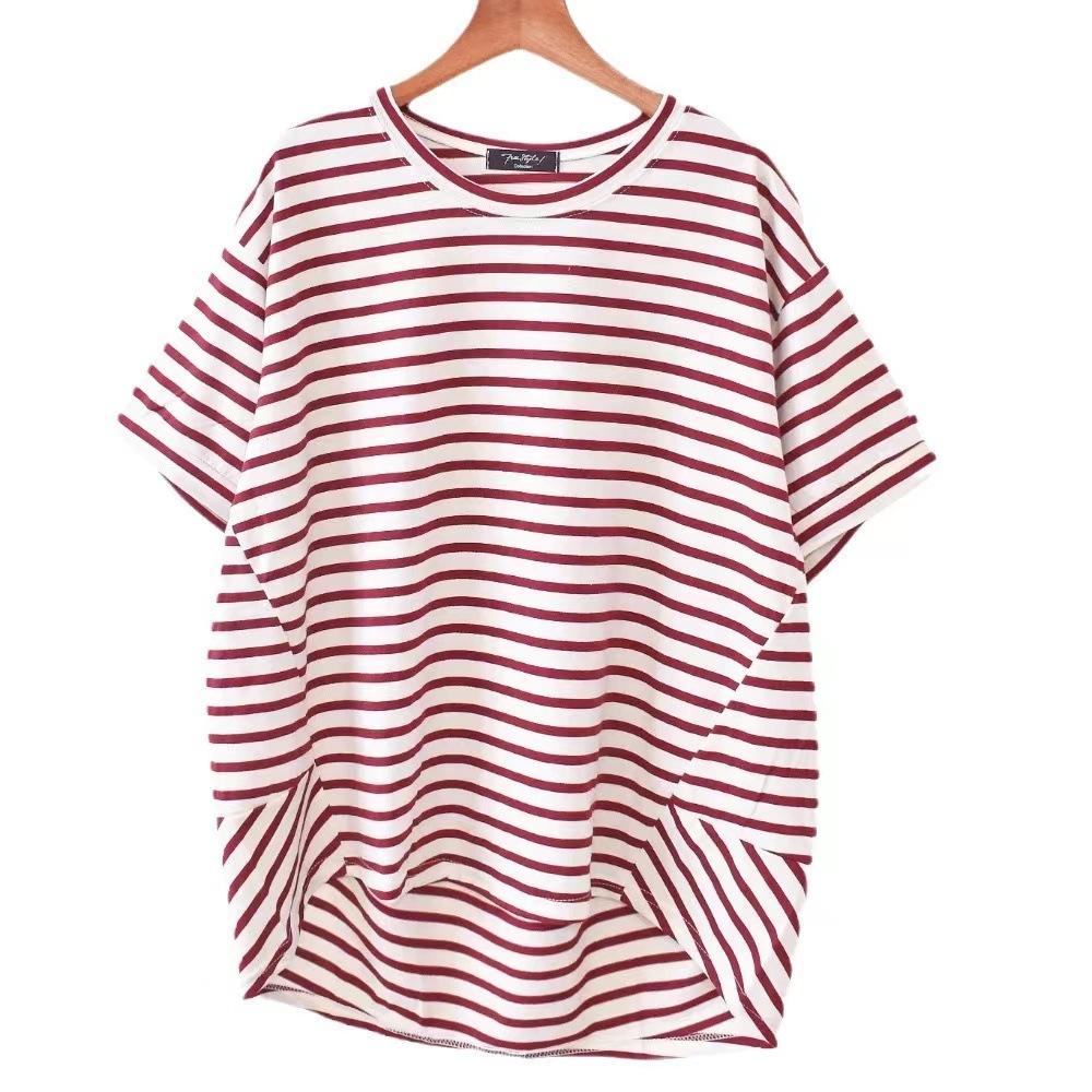 

New women s T-shirt loose casual and thin large size women s clothing irregular women s tops ins tide one size fits all червоний