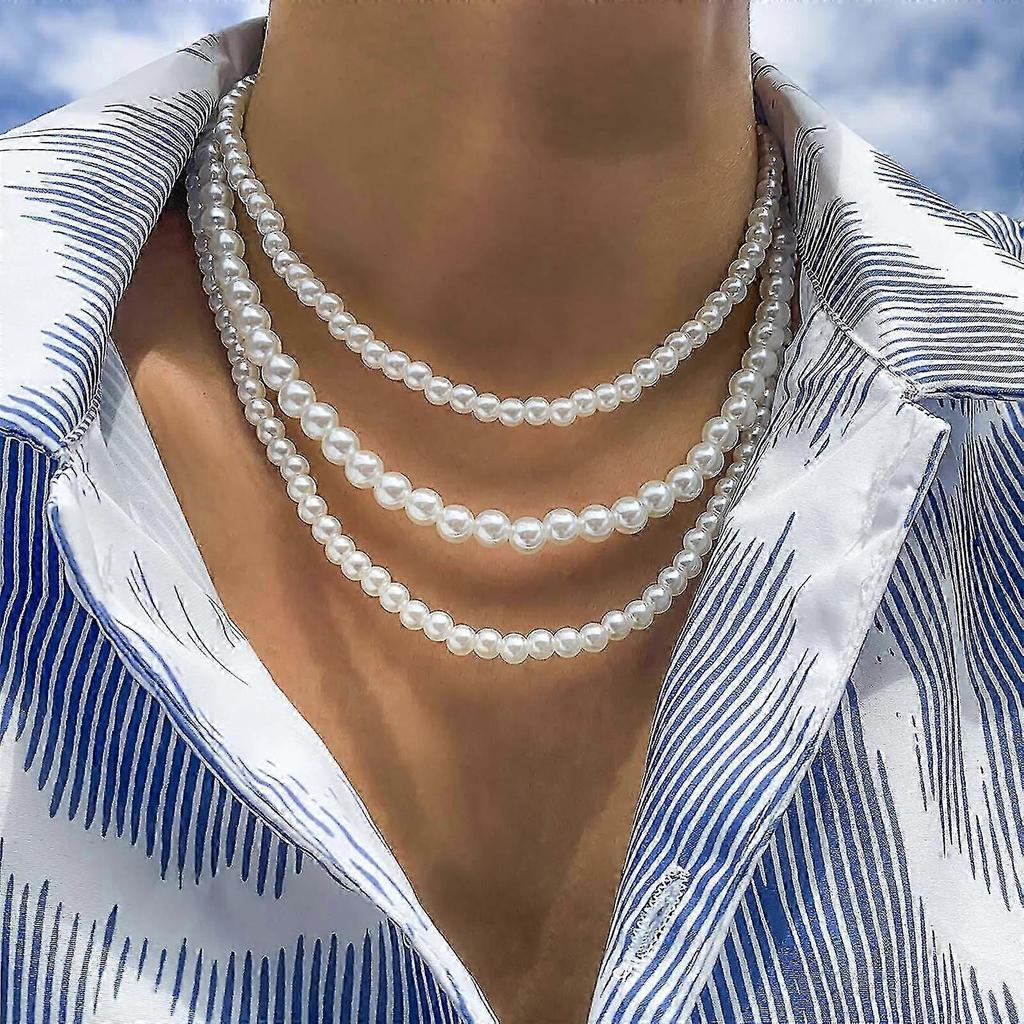 Collana Multi Fili Collana di Perle Per Festa Girocollo Rotondo di Perle Finte