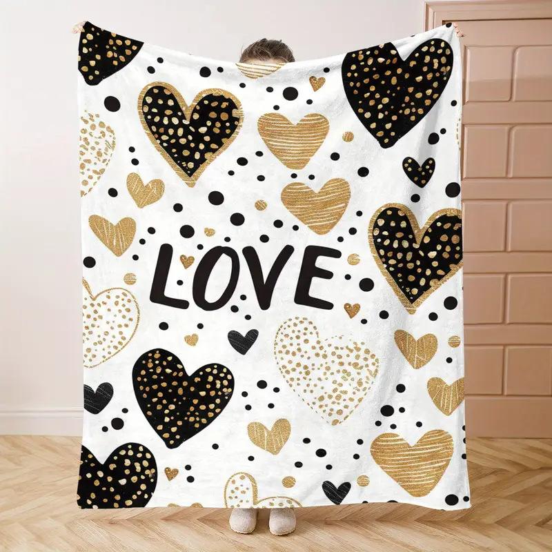 Romantic Love Series Digital-printed Polyester Bedroom Velvet Flannel Cover Blanket Fleece Soft Sofa Cover Blankets for Beds