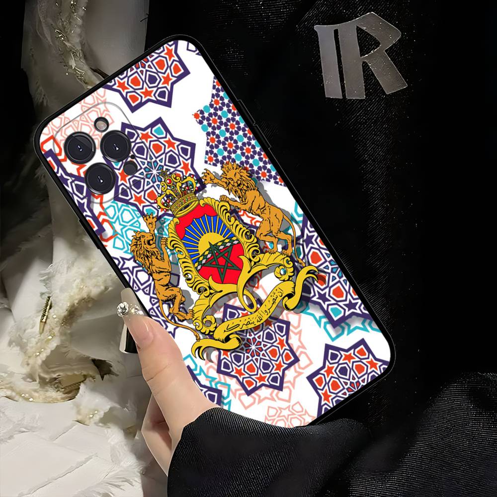 

Maroc M-Morocco Flag Phone Case For IPhone 17 Air 16 15 14 Plus 13 12 Mini 11 Pro Max Black Cover iPhone 16pro max