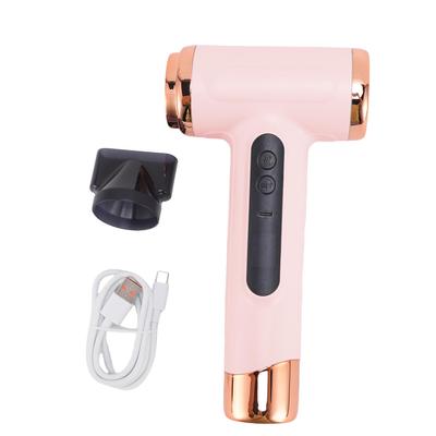 Cordless Ionic Hair Dryer 200W 30000 RPM USB Rechargeable Blow Dryer with 360 Degree Rotating Nozzle Low Noise for