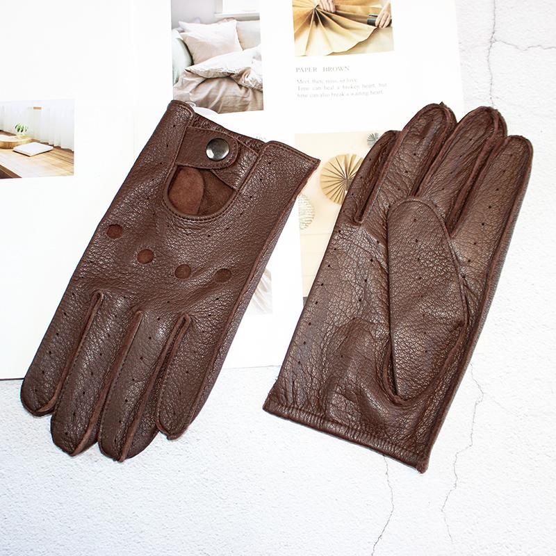 Leather Deerskin Driver Gloves Men's Summer and Autumn Single-Layer Thin Section Outdoor Riding Full-Finger Motorcycle Gloves
