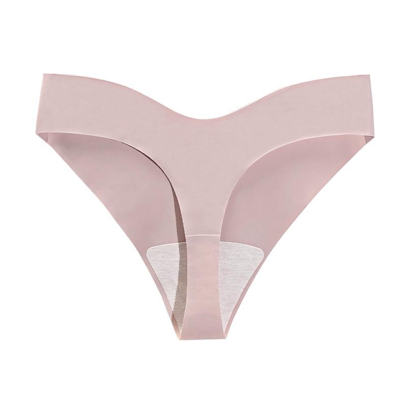 Plus Size Women's Sexy Pure Cotton Antibacterial Crotch Ice Silk One Piece Non Mark Low Waist Thong Underwear