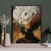 Abstrakte Blumen Kopf Haar Schwarz Afrikanisches Mädchen Frau Boho Poster Leinwand Malerei Wandkunst Bilder für Wohnzimmer Heimdekor