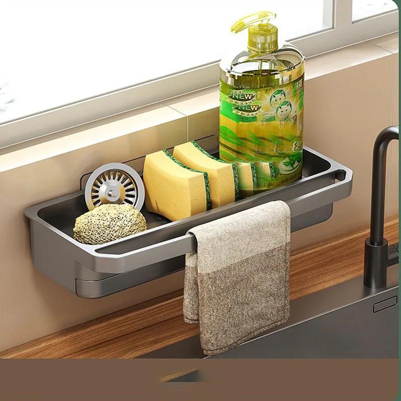 

1PCS Drainage tool steel wire ball dishwashing sink storage rack kitchen drainage rack sink detergent sponge wipe layout shelf