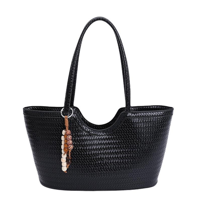 Summer new large-capacity tote bag solid color fashionable and popular woven bag shoulder bag underarm bag