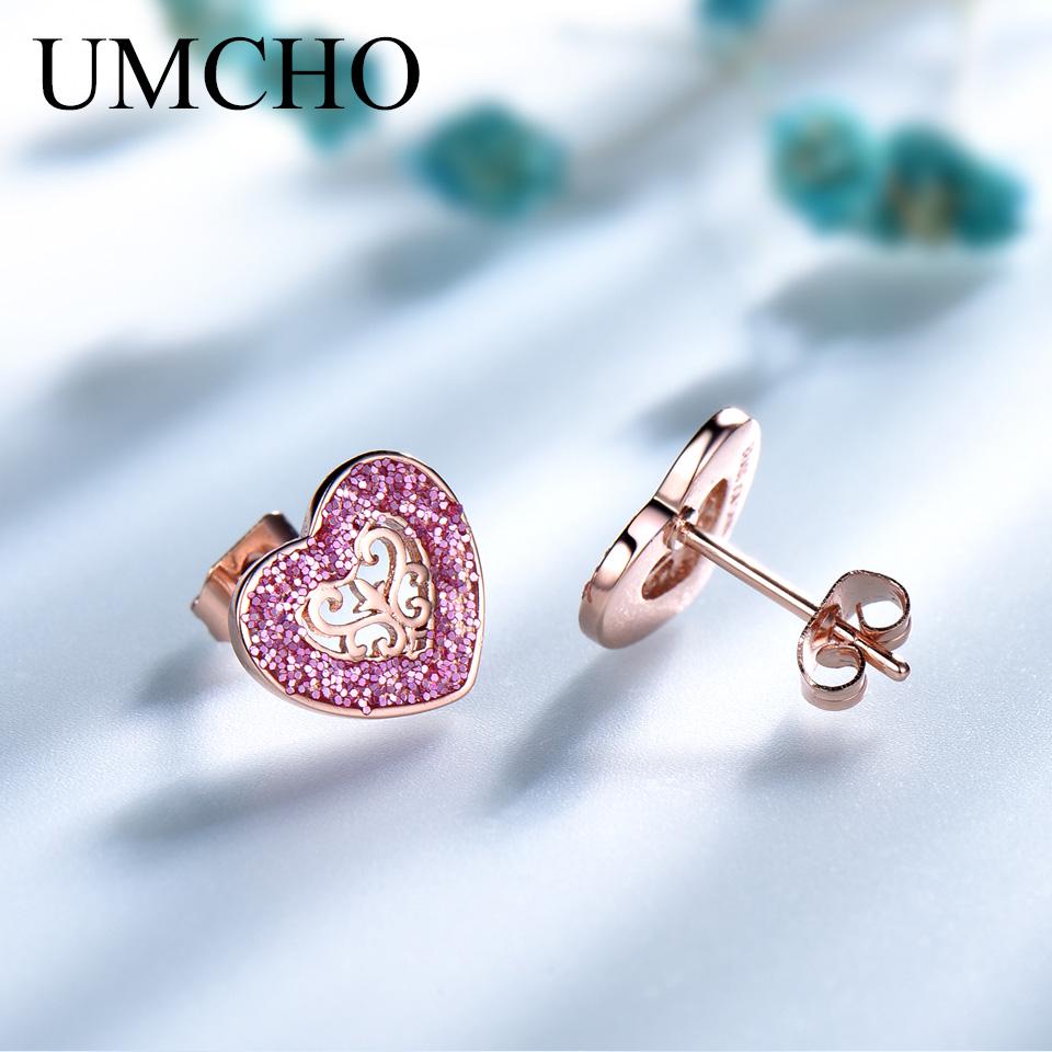 Umcho Fashion Rose Gold Earrings with Personalized Design Love Small Circle Zircon Earrings