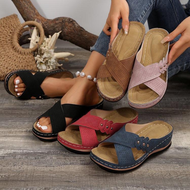 2024 Summer Versatile Non-slip Lightweight Flat Wedge Sandals - Super Comfortable & Large Size Option