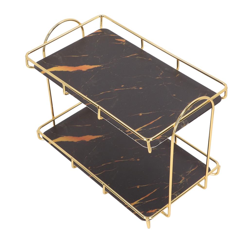 2-stöckiges Badezimmerregal stehendes Regal mit Trennwand Kosmetik-Aufbewahrungsregal Halter Gold