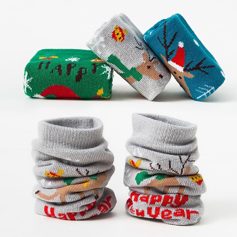 3Pairs/lot 1-12Years Christmas Kids Girls Boys Sock Cartoon Cotton New Year Children's Socks For Girls Spring Autumn