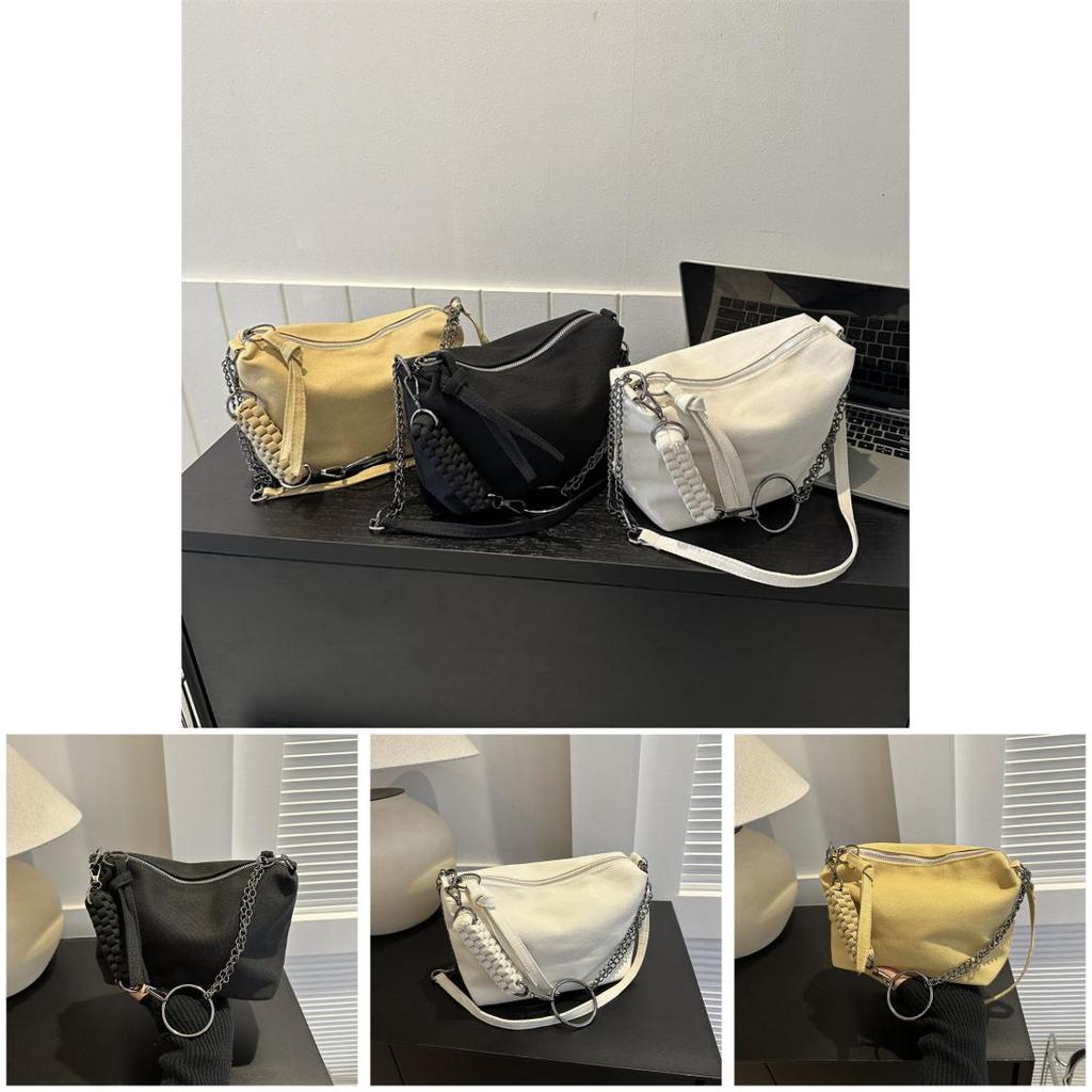 Canvas Large Capacity Casual Crossbody Bag With Chain Strap For Daily Use