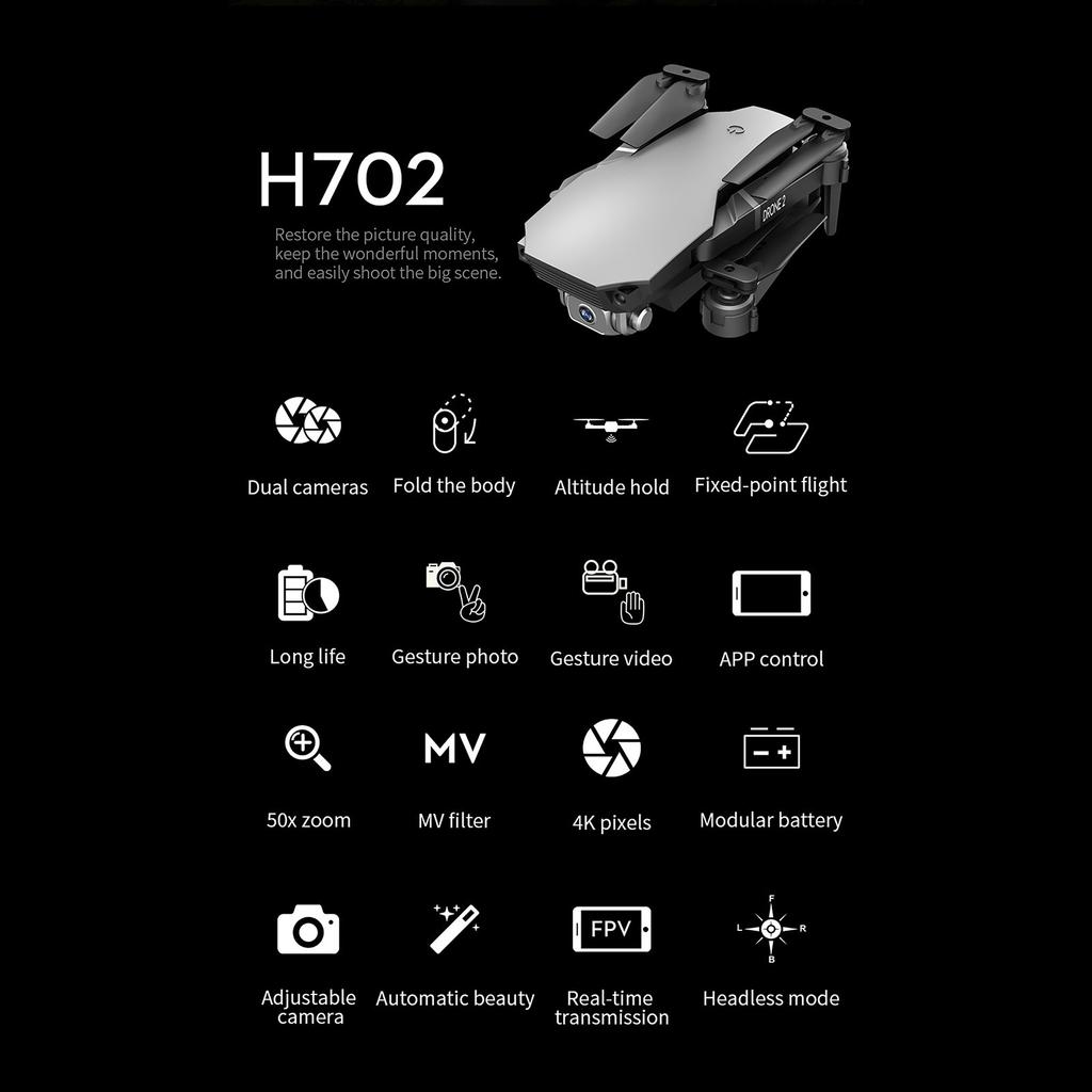 H702  WiFi FPV HD Camera Altitude Hold Mode Foldable RC Drone Quadcopter