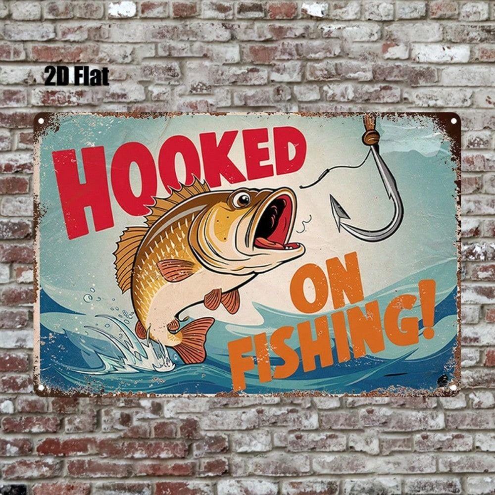 Vintage Fishing Metal Sign Wall Art Decor for Garage Bar Man Cave