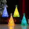 Decorative Tree for Window Display Glowing Christmas Night Light, Mini Lighted with Star, Indoor Modern Minimalist Atmosphere Faux Crystal Tabletop