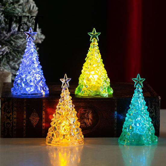 Decorative Tree for Window Display Glowing Christmas Night Light, Mini Lighted with Star, Indoor Modern Minimalist Atmosphere Faux Crystal Tabletop