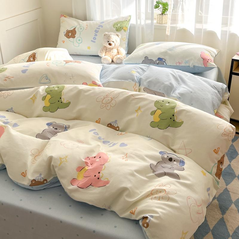 

Постельное белье Набор из четырех предметов Принтованный Приятный к коже Водостойкий Простыни Пододеяльник Наволочки Комплект 1.2m bed