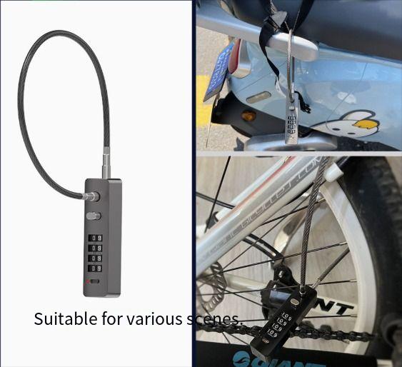 Maishi Cross-Border Password Soft Steel Cable Rope Lock for Helmet and Bicycle Anti-Cut & Anti-Pry Black/Gray