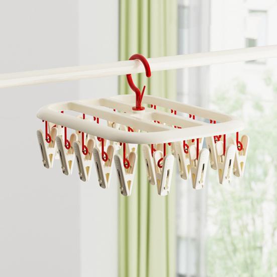 Rotatable 360° Clothes Drying Racks, Strong Windproof Non-Slip Multi-Clip Design, Appropriate Spacing Durable PP Clips, for Balcony Clothes Socks