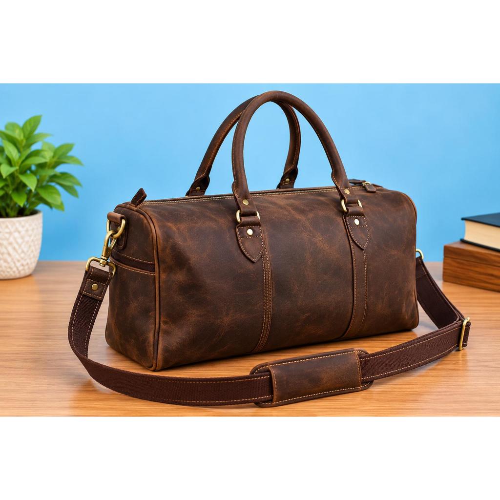 Leather Duffle Bag, Handmade Leather Weekender, Gym Bag, Vacation Duffel Bag, Travel Bag, Overnight Bag Leather Holdall for Womens Day Gift
