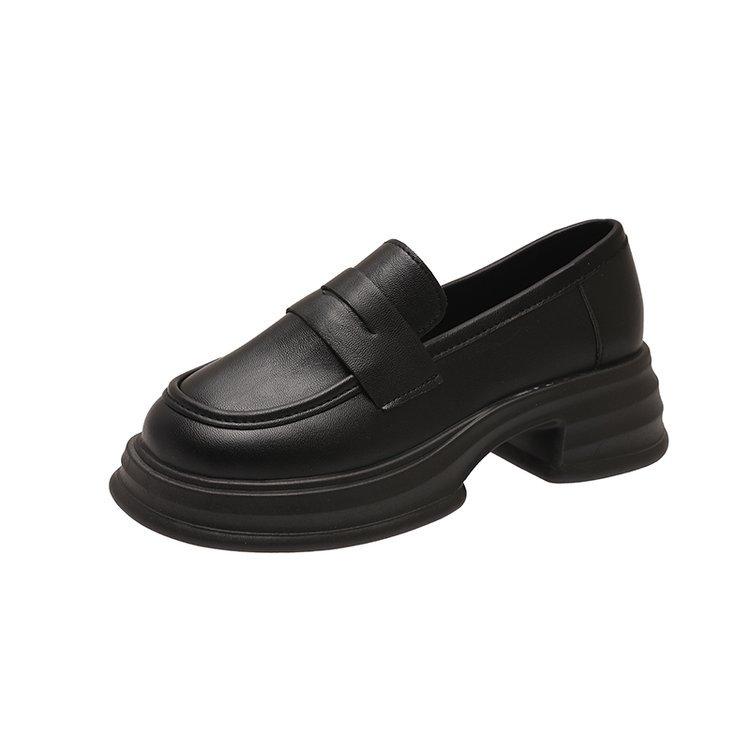 

Туфли на круглой платформе женские черные кожаные туфли в студенческом стиле универсальные британские туфли-лоферы jk uniform shoes 40