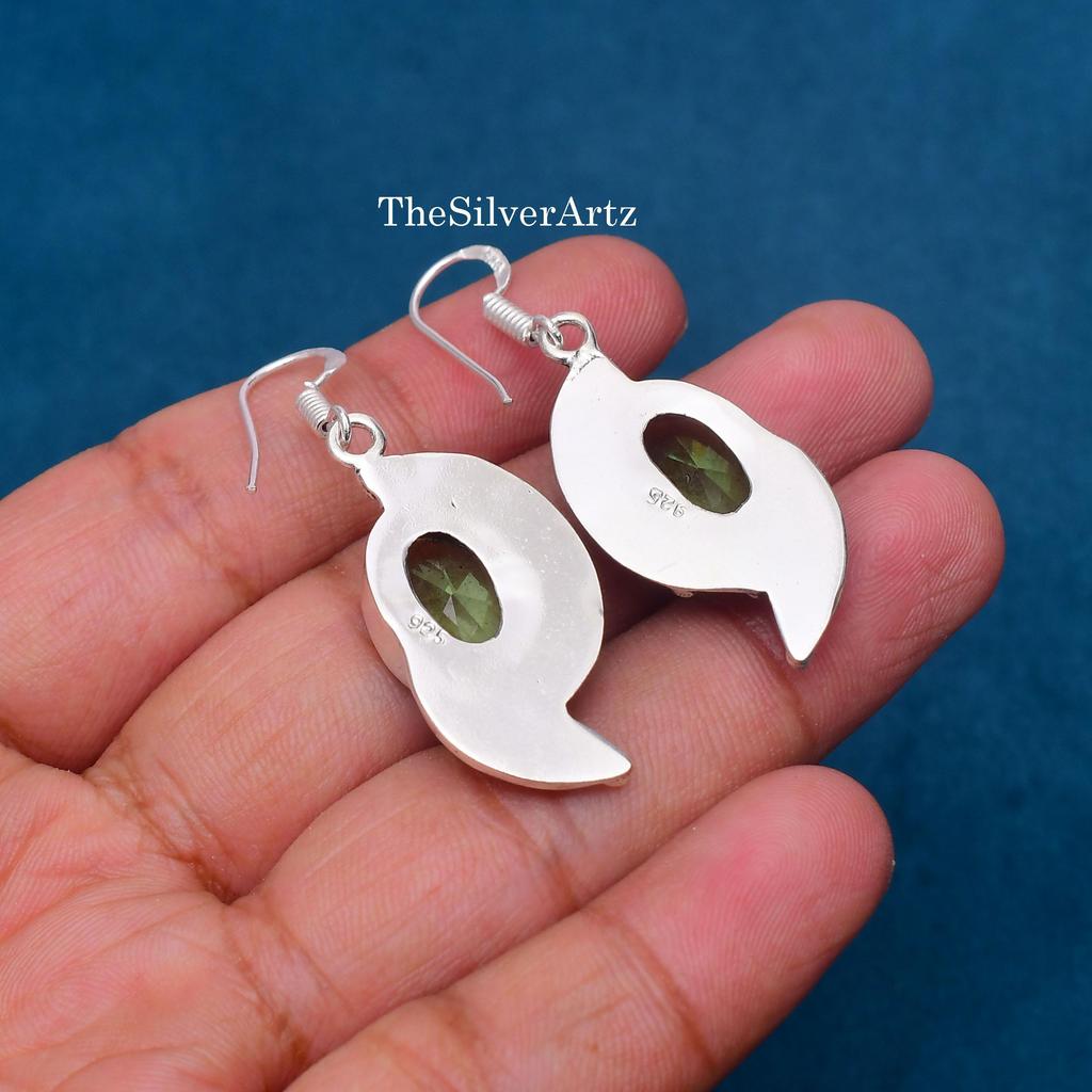 Green Amethyst Gemstone Handmade 925 Sterling Silver Jewelry Earring