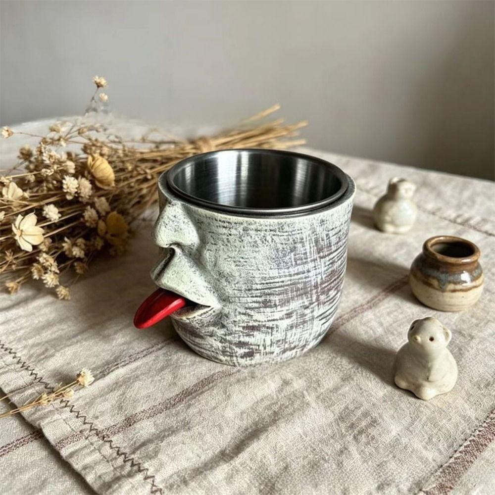 Resin Teasing Facial Mug Fun Hot Cold Beverage Cup Shaking Tongue Coffee  Cup  For Home Office
