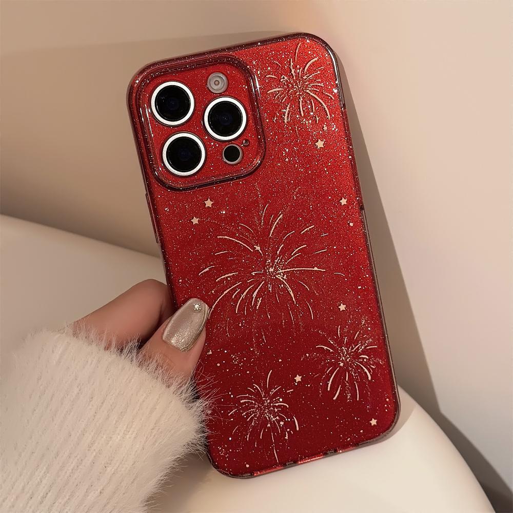 Neujahrsfeuerwerk Kompatibel mit Apple iPhone 16 Pro Max und iPhone 17, Festliches Glitzer Weiche Hülle, Mehrere Modelle Verfügbar